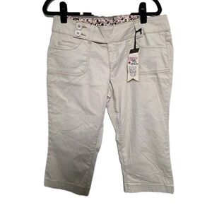 Lei Ashley Trouser Capri Pants Womens 11 Khaki Stretch Casual NWT